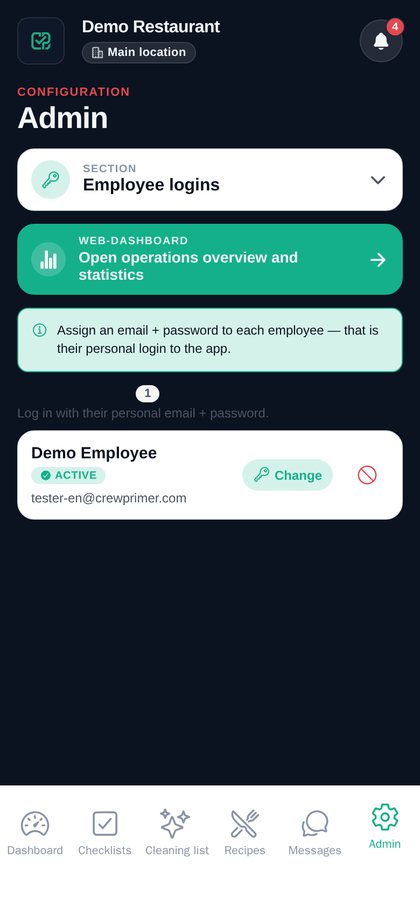 Staff logins