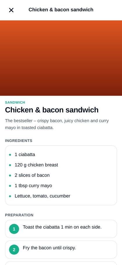 Recipe with ingredients and steps