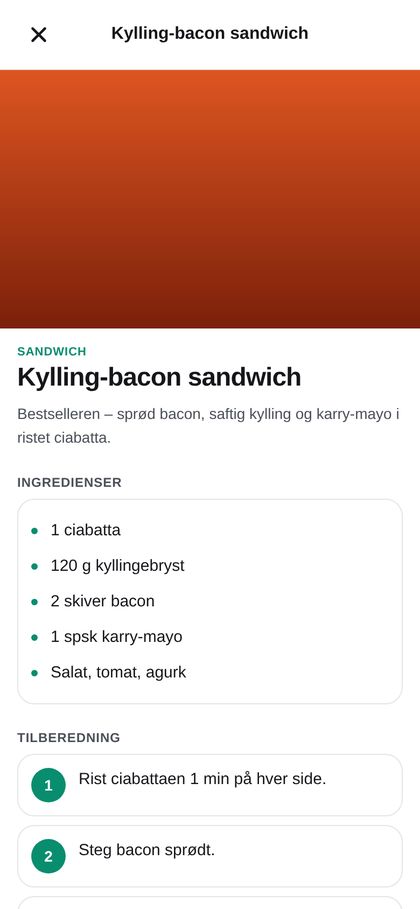 Recipe with ingredients and steps