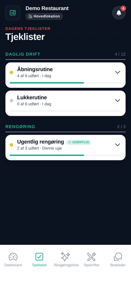 Tjeklister i appen
